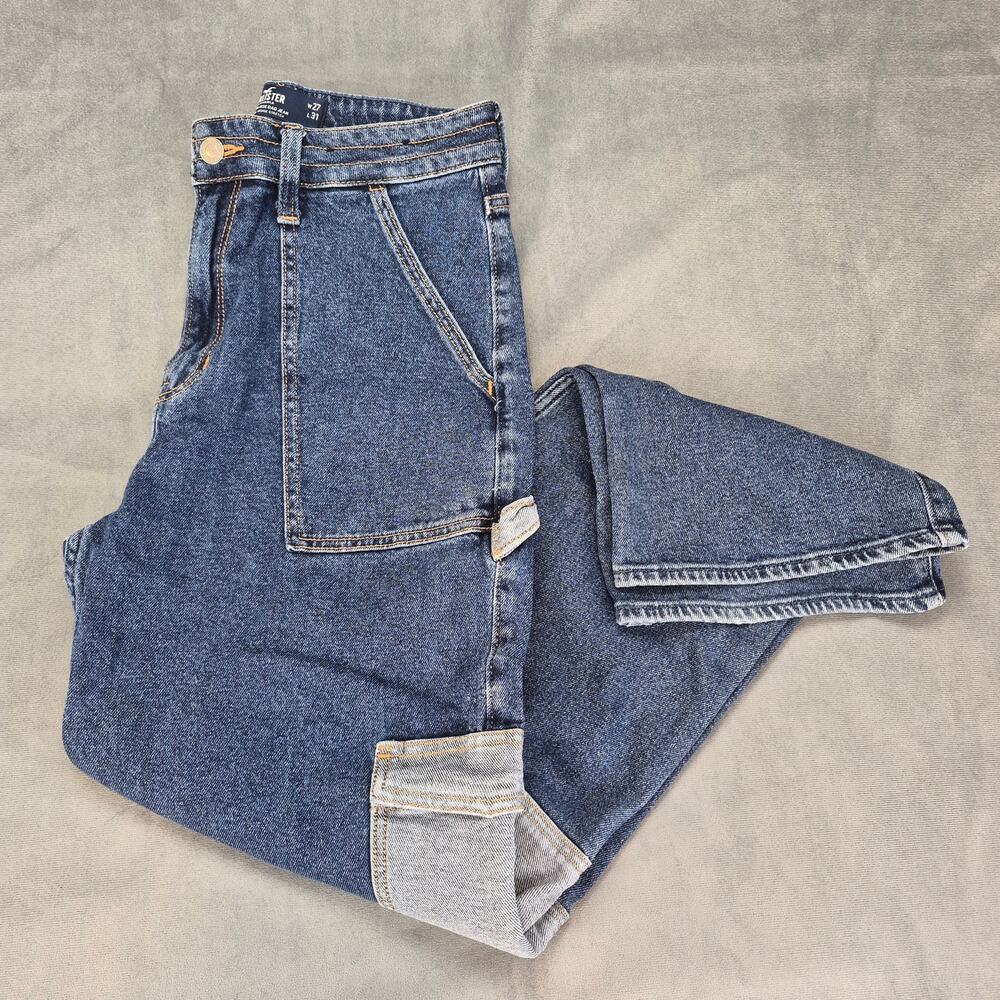 Hollister Dad Cargo Women's Ultra High Rise Jeans Multi Color Denim Size 27x31